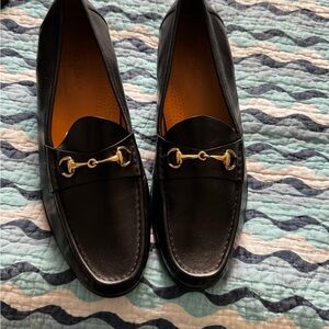 Men's Black Loafers with Gold Detailing